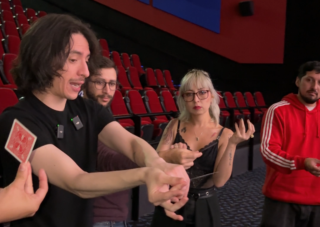 Magic performance with participants during a cinema activation